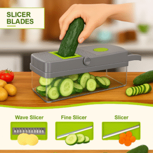 16 In1 Mandoline Slicer Veggie Food Chopper Vegetable Cutter Tomato Carrot Grater Cheese French Onion Shredder
