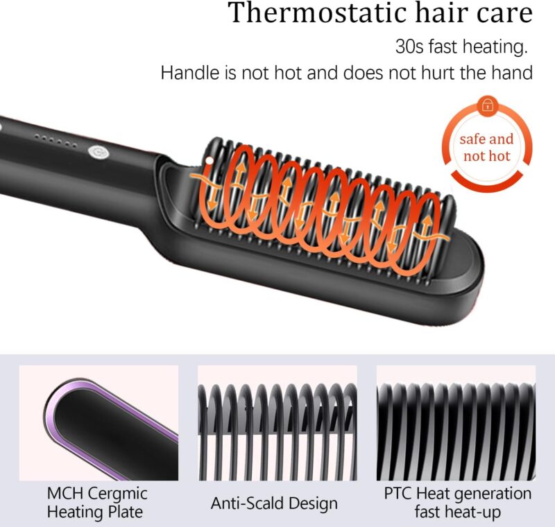 Multifunctional Hair Straightener Brush Heated Brushes Ceramic Anti-scald Hair Straightening Hot Comb Hair Care Fast Heating - Image 7