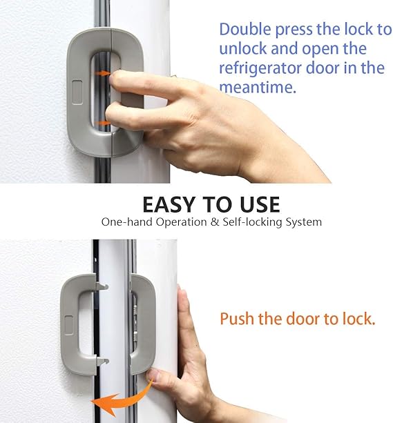 Child Safety fridge Lock, Self Adhesive  Double Safety Button - Image 6