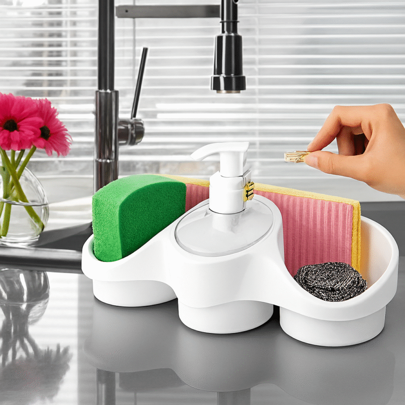 3 In 1 Soap Dispenser And Sponge Holder Sponge Holder For Kitchen